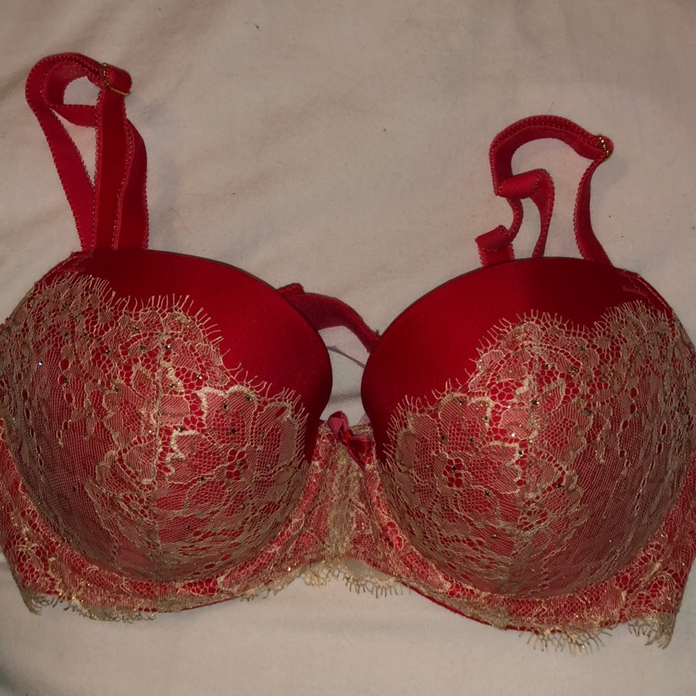 Red and gold dream angels Demi holiday bra